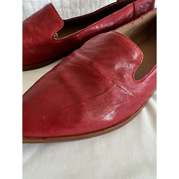 Frye Kenzie Venetian Pointed Toe Flat Leather Loafers Size 8.5 EUC Red - Picture 7 of 11